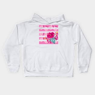 Stripe flowers and leaves Kids Hoodie